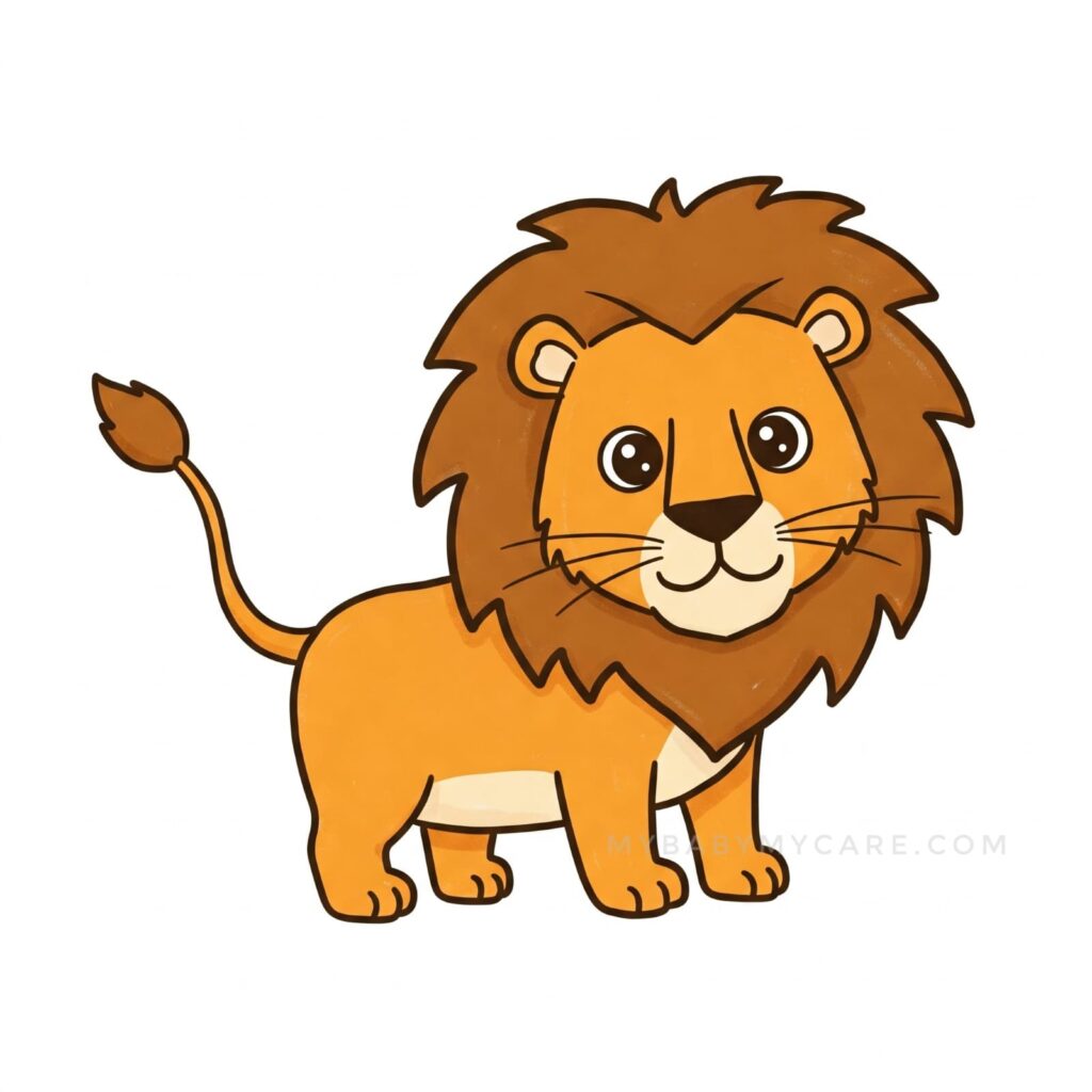 Cute lion drawing for kids