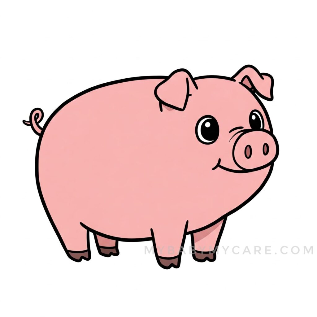 Cute pig drawing for kids